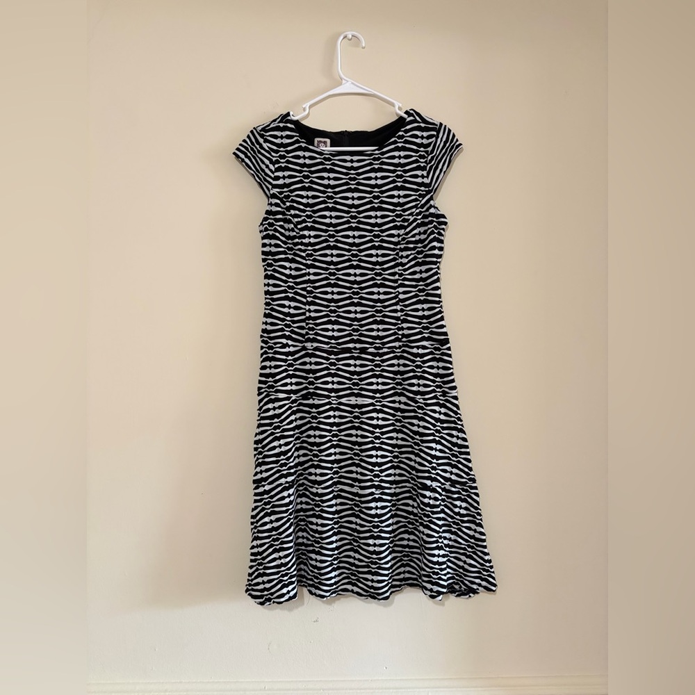 Anne Klein Black and White Zebra Print Midi Dress